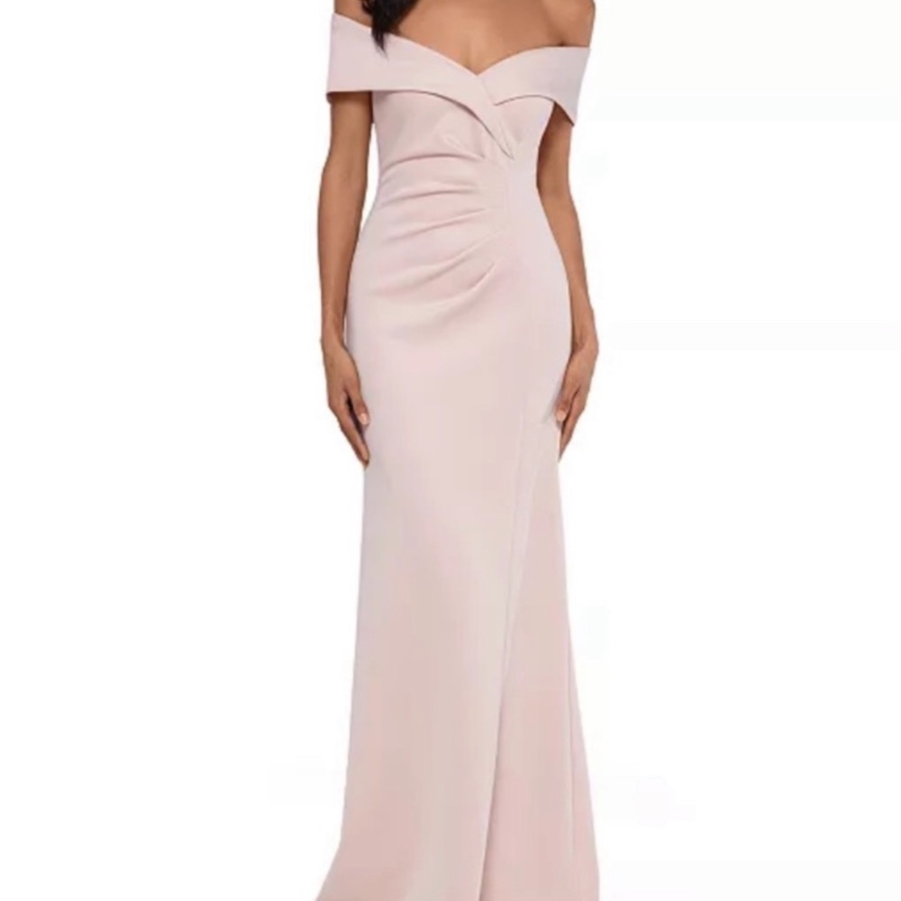 Xscape Off-Shoulder Blush Pink Gown